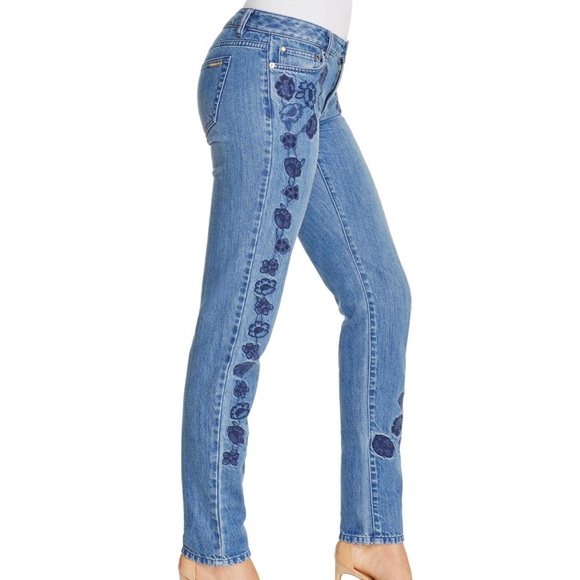 Michael Kors floral embroidery denim jeans - Picture 2 of 7